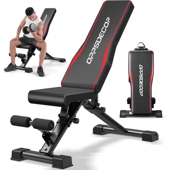OPPSDECOR Adjustable Weight Bench, Easy Assembly Fast Folding Workout Bench, Space Saving Weight Benches Incline Decline Flat Utility Bench Press Bench for Home Gym Strength Training