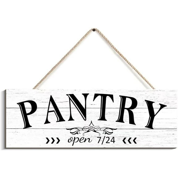 New Wood Sign Front Door Sign Pantry Open 7/24 Hanging Wooden Wall Sign Home Garden Yard Signs Plaque, 5x10 Inch