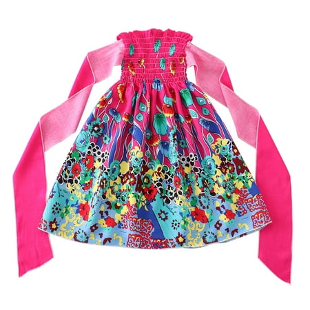 

koaiezne Toddler Kids Girls Floral Bohemian Flowers Bowknot Sleeveless Beach Straps Dress Princess Clothes Fall Baby Girl 1year Girl Baby Dress