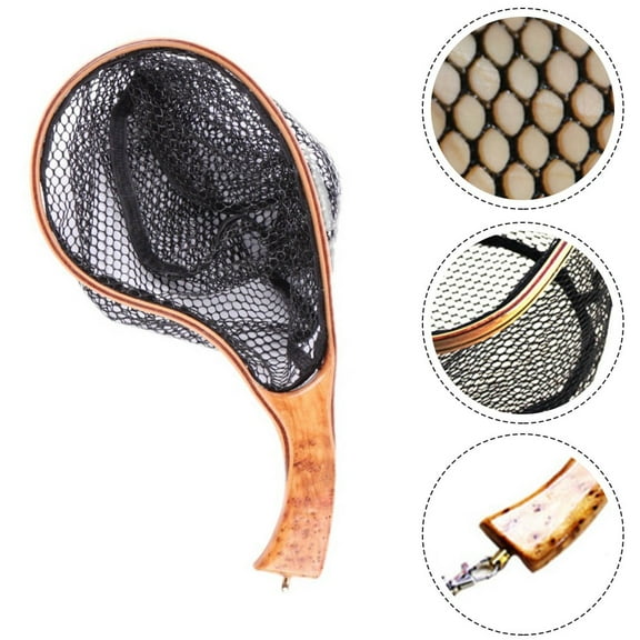 Fly Fishing Net Landing Catch Release Net Wooden Frame Stream Fishing Net