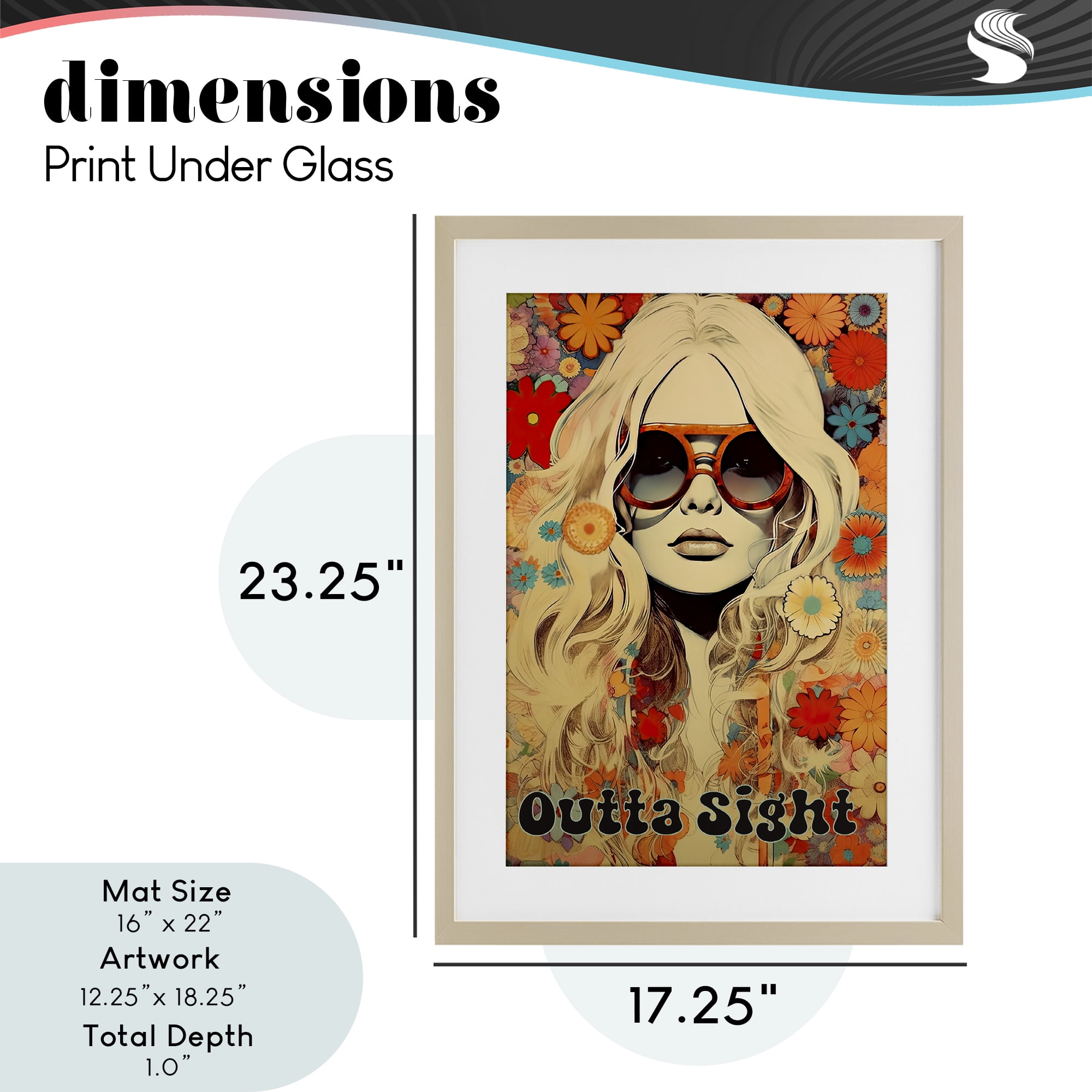 Outta Sight Hippie Girl Birch Framed Print Under Glass, design by Sasha
