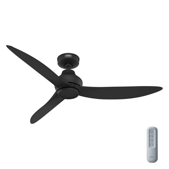 Restored Hunter Fan 52 Inch Matte Black Indoor/Outdoor Ceiling fan with Remote for Bedroom, Office, Kitchen, Porch (Refurbished)