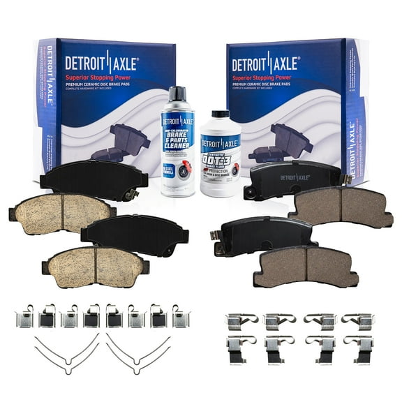 Detroit Axle - Front & Rear Ceramic Brake Pads w/Hardware Replacement for 1992-1999 Toyota Camry L4 2.2L