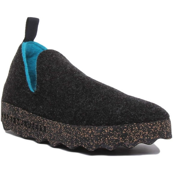 Asportuguesas City Women's Felt Cork Sole Slip On Shoes In Antracite Size 5.5/6