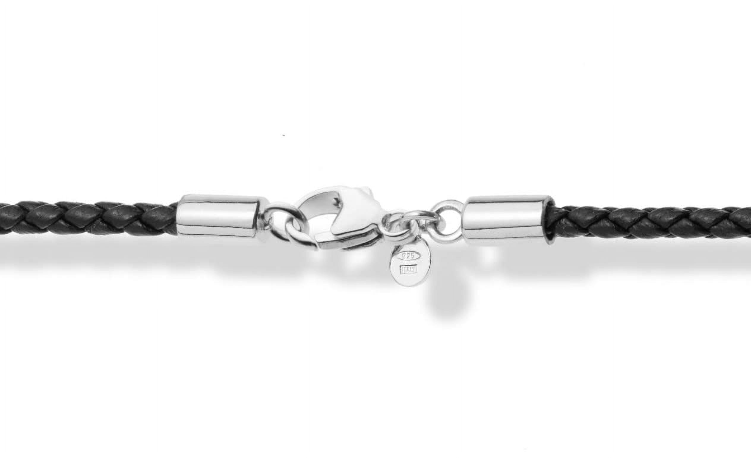 Miabella Genuine 3mm Black Braided Italian Leather Cord Chain Necklace for Men Women with 925 Sterling Silver Clasp, Made in Italy (Length 20 Inches)