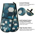 thumbnail image 2 of Yayeee Double Oven Mitt Kitchen Heat Resistant Baking 35" x7" Quilted Glove, Dark Blue Hexagon Patterns, 2 of 6