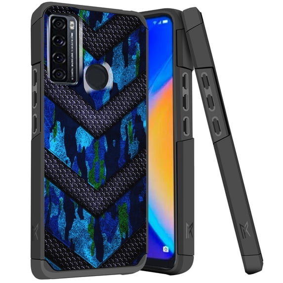 DALUX MetKase Hybrid Slim Phone Case Cover Compatible with Metro TCL 20 XE (2021) 6.52 inch - Blue Camo Badge