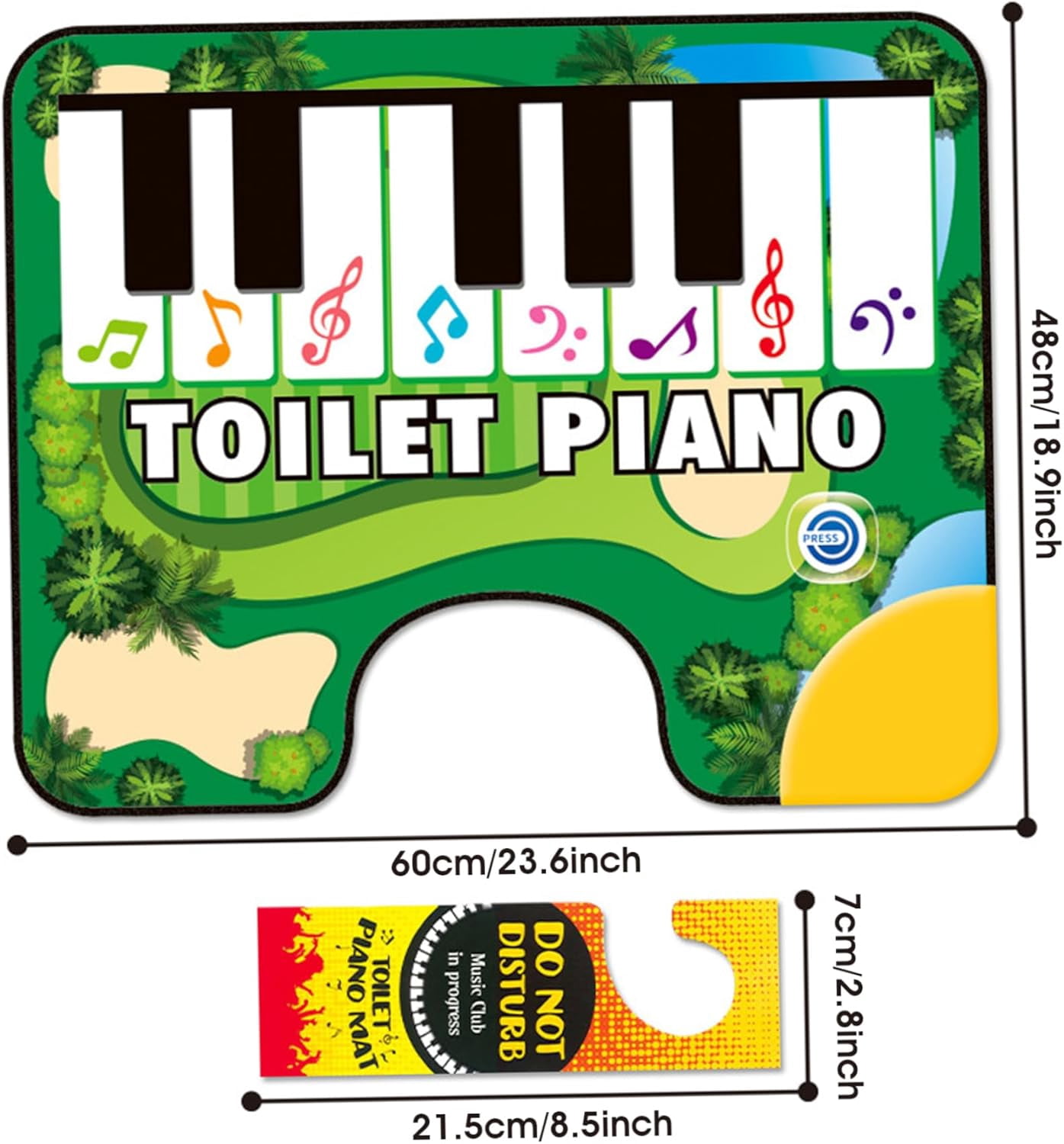 Funny Toilet Floor Piano Mat 24x19 Inch, 3 Modes Waterproof Musical Rug with Sound, Non Slip Bathroom Music Mat for Kids Toddlers, Interactive Play Mat for Home