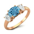 thumbnail image 2 of 1.50 Cts Swiss Blue Topaz 925 Sterling Silver Rose Vermeil Three-Stone Past, Present and Future Ring, 2 of 3