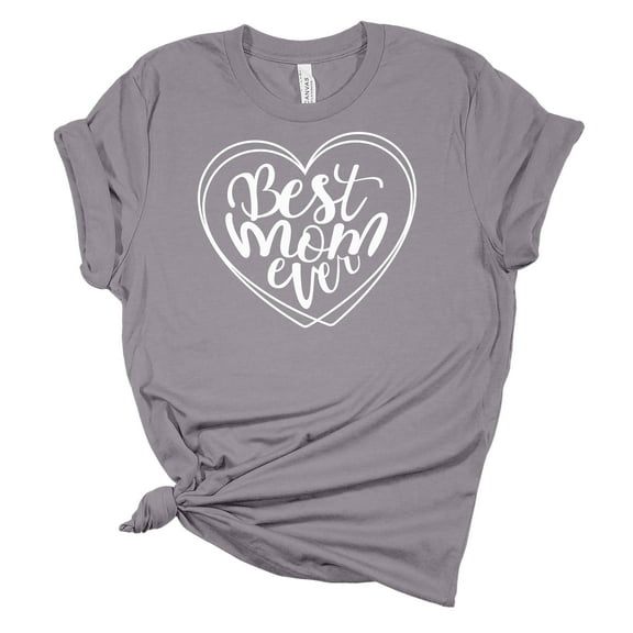 Best Mom Ever Heart Mother's Day Women's Short Sleeve T-shirt Graphic Tee-Charcoal Blue-small