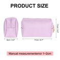 thumbnail image 2 of Bolsa de maquillaje cuadrada de cuero PU, organizador de cosméticos impermeable, bolsa de viaje para mujeres (Púrpura claro, Pequeña), 2 of 7