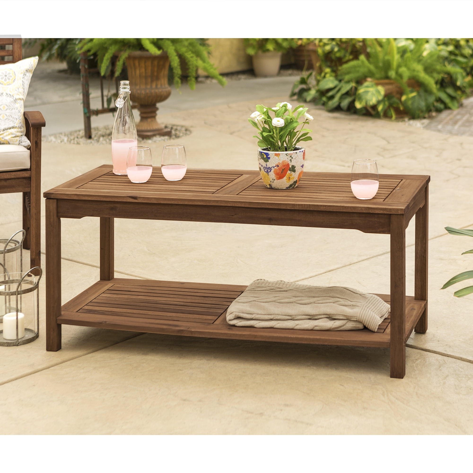 Manor Park Outdoor Acacia Wood Patio Coffee Table, Dark Brown eBay