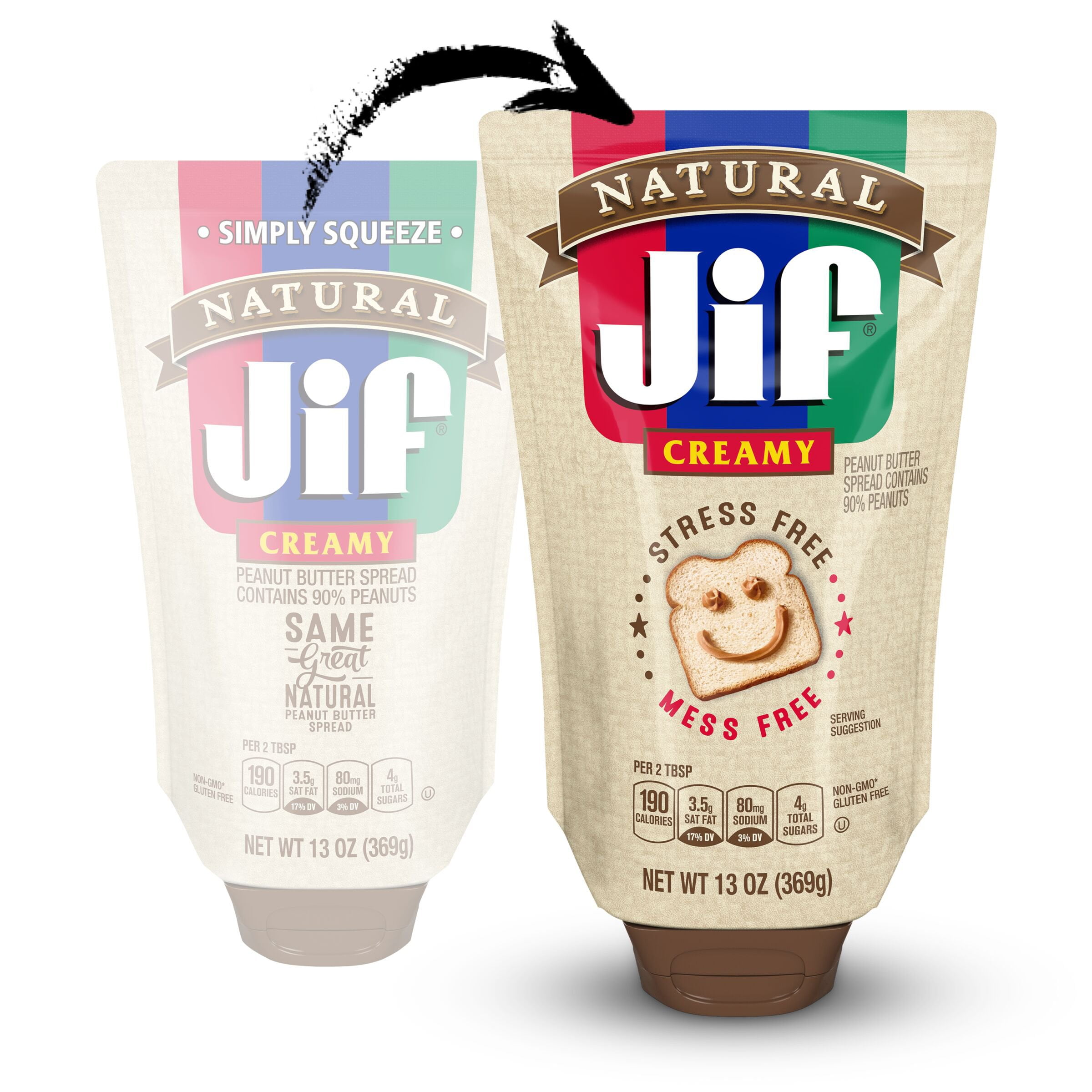 3 Pack of Jif Natural Simply Squeeze&nbsp;Creamy Peanut Butter Spread - 13 oz (Packaging Varies)