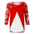 thumbnail image 4 of Pntutb Moda Mujer Chriatmas Impreso Camiseta 3/4 Mangas Blusa Cuello Redondo Casual tops Pntutb Pntutb-607, 4 of 5