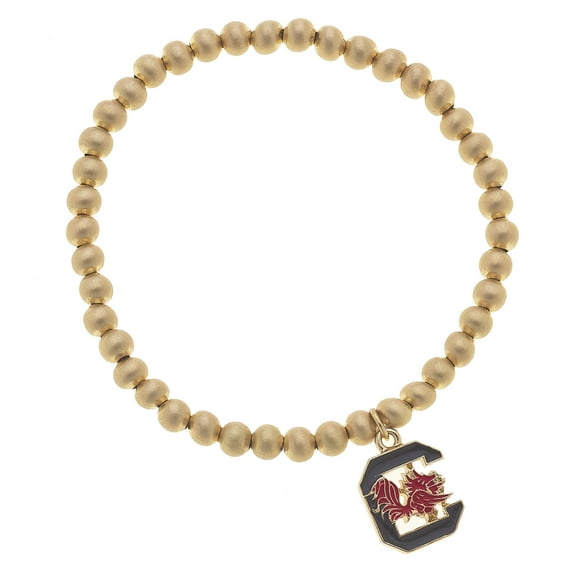 Women' CANVAS Style South Carolina Gamecocks Enamel Logo Ball Bead Stretch Bracelet