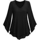 thumbnail image 3 of Lotusmile - Blusa elegante para mujer, de doble capa, con volantes, manga acampanada, manga 3/4, 3 of 3