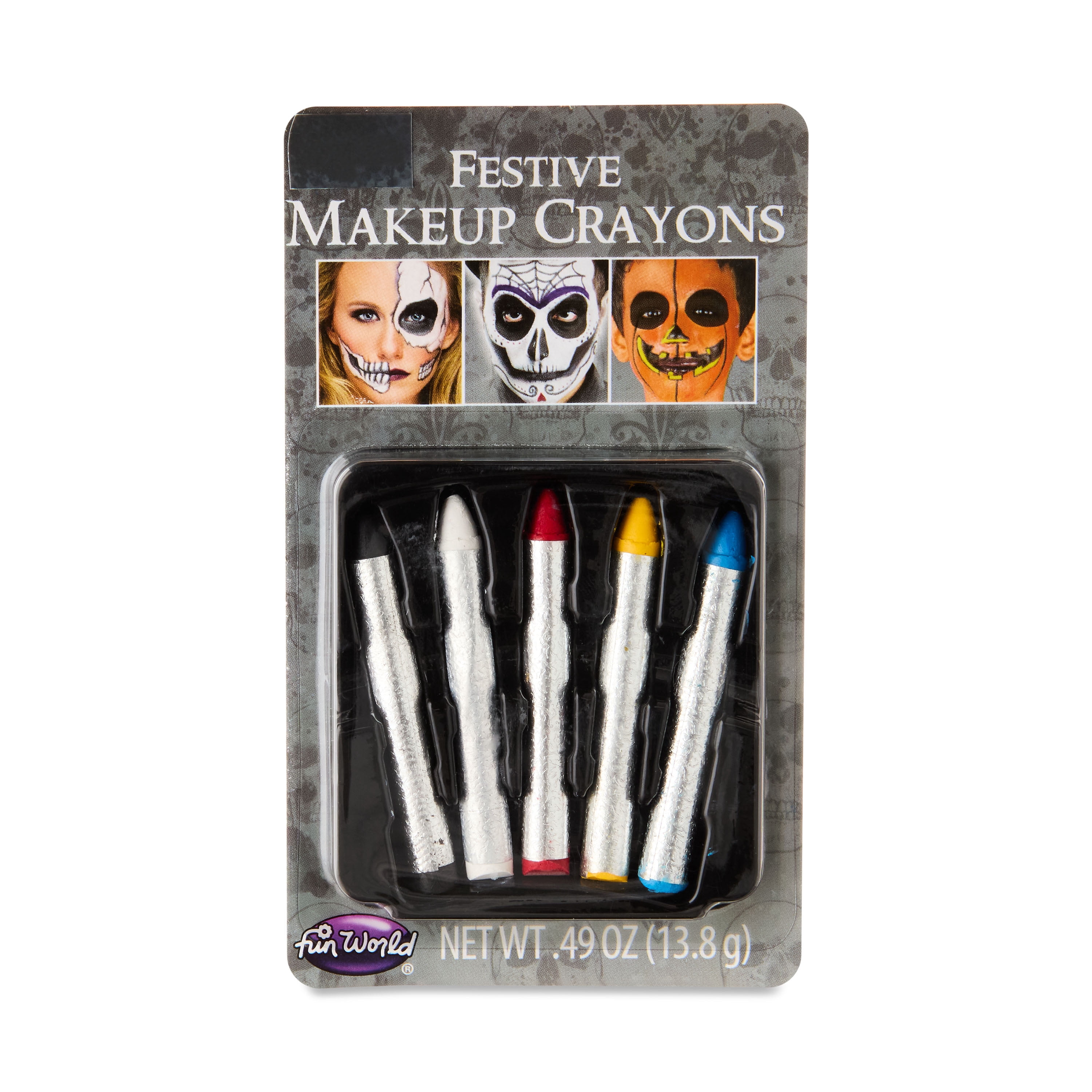 Festive Multicolor Make-up Crayons, 5 Count, .49oz, Halloween Make-Up for Adults, by Fun World