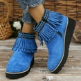 thumbnail image 5 of Vintage Western Cowgirl Style Wedges Aztec Fringe Ankle Boots Retro Indian Chunky Platform Slouch Booties for Women, 5 of 9