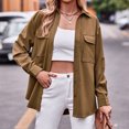 thumbnail image 3 of Camisa con cuello de solapa para mujer, blusas informales con bolsillos, blusas de primavera y otoño Hugtrwg Para estrenar, 3 of 7