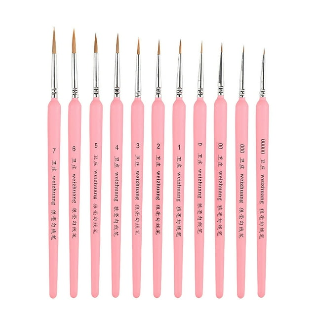 Clearance! 11 Pcs Miniature Detail Paint Brush Set with Natural Wood Handle New Miniature Paint Brushes Mini Small Painting Brushes for Art Crafts Acrylic Watercolor Oil Model Face One Size Pink