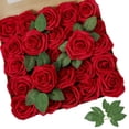 thumbnail image 1 of Flores artificiales AmyHomie de color rojo oscuro, 25 unidades con tallo, 1 of 5