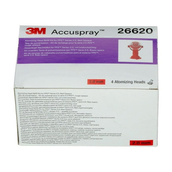 3M Accuspray Atomizing Head Refill Pack for 3M PPS Series 2.0, 26620, Red, 2.0 mm, 4 nozzle per pack