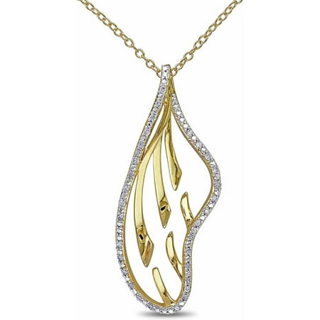Miabella 1/6 Carat T.W. Diamond Yellow Rhodium-Plated Sterling Silver Fashion Pendant, 18