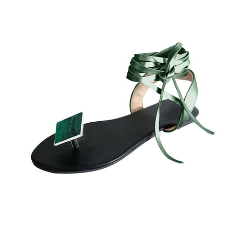 

OAVQHLG3B Dress Sandals for Women Clearance Women s Breathable Snake Print Colorblock Ankle Strap Thong Flat Sandals