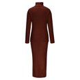 thumbnail image 5 of Women's Two Piece Knit Matching Outfits Crew Neck Long Sleeve Top and Pants Solid Color Slim Fit Fall Sets (Wine S), 5 of 6
