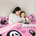 thumbnail image 4 of Feelyou Kawaii Horror Ghost Full Size Bedding Sets, Spooky Halloween Pumpkin Bat Full Size Bed in a Bag, Pink Black, Pink Reversible, 7pcs, 4 of 7