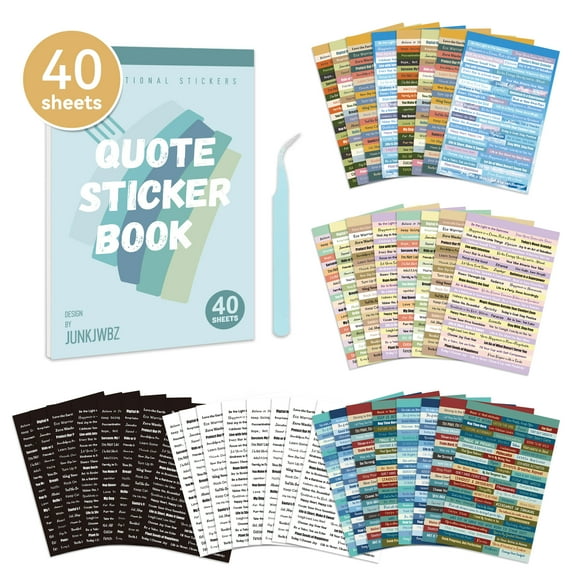 40 Sheets Inspirational Quote Sticker Book for Journaling Positive Vibes DIY Craft Decoration Thanksgiving Halloween Fall Gifts Junk Journals
