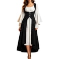 thumbnail image 2 of LEKWK Renaissance Dress Women Vintage Medieval Dress Lace-Up Corset Flowy Halloween Dress for Halloween Cosplay Theme Party Dress Up, 2 of 8