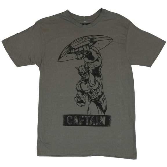 Captain America (Marvel Comics) Mens T-Shirt  - Shield Punching Sketch Image (Small)