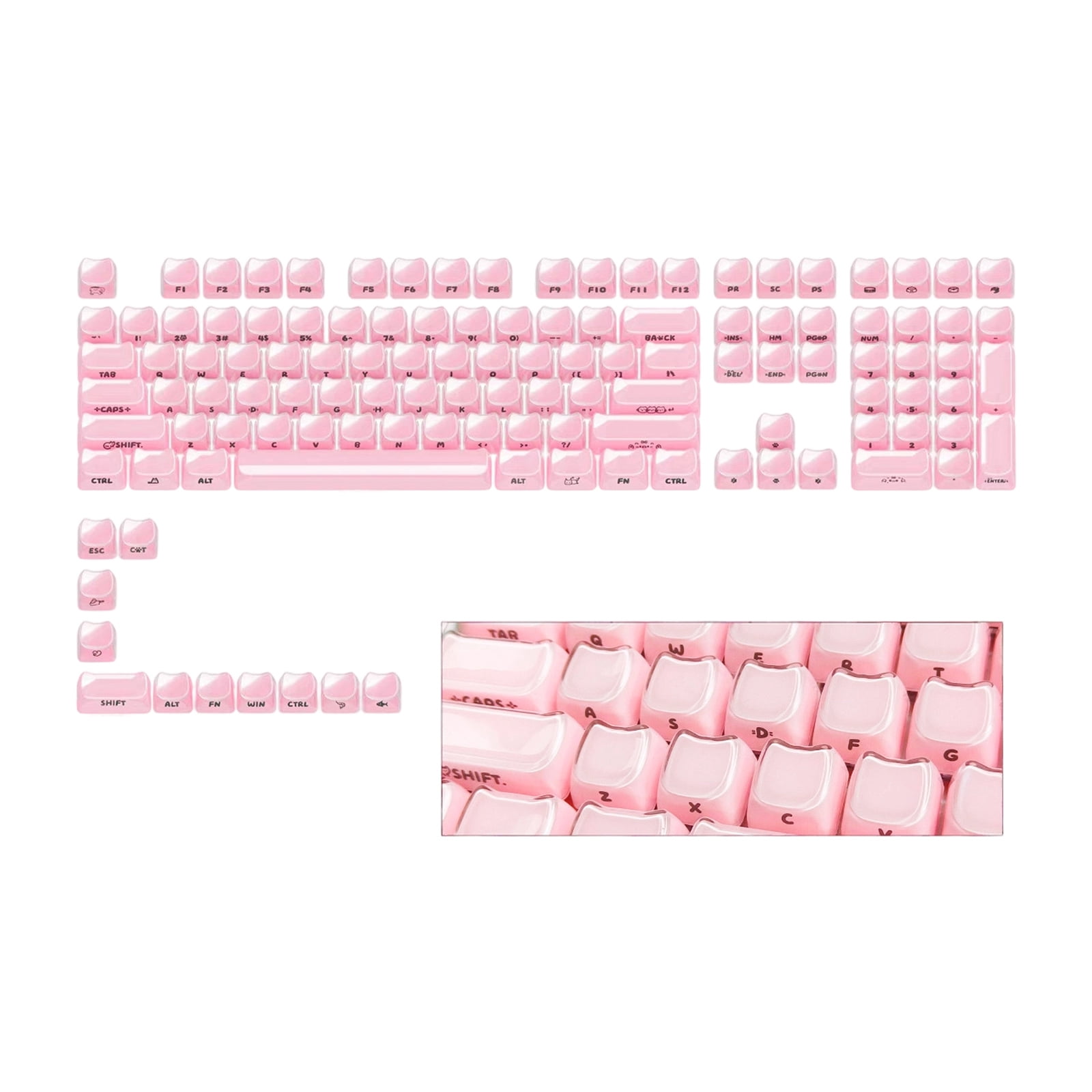 MAO Ergonomic Profile 119 Key Keycap Set In Frosted Jelly Finish With Side Printed Characters For Gaming Keyboards