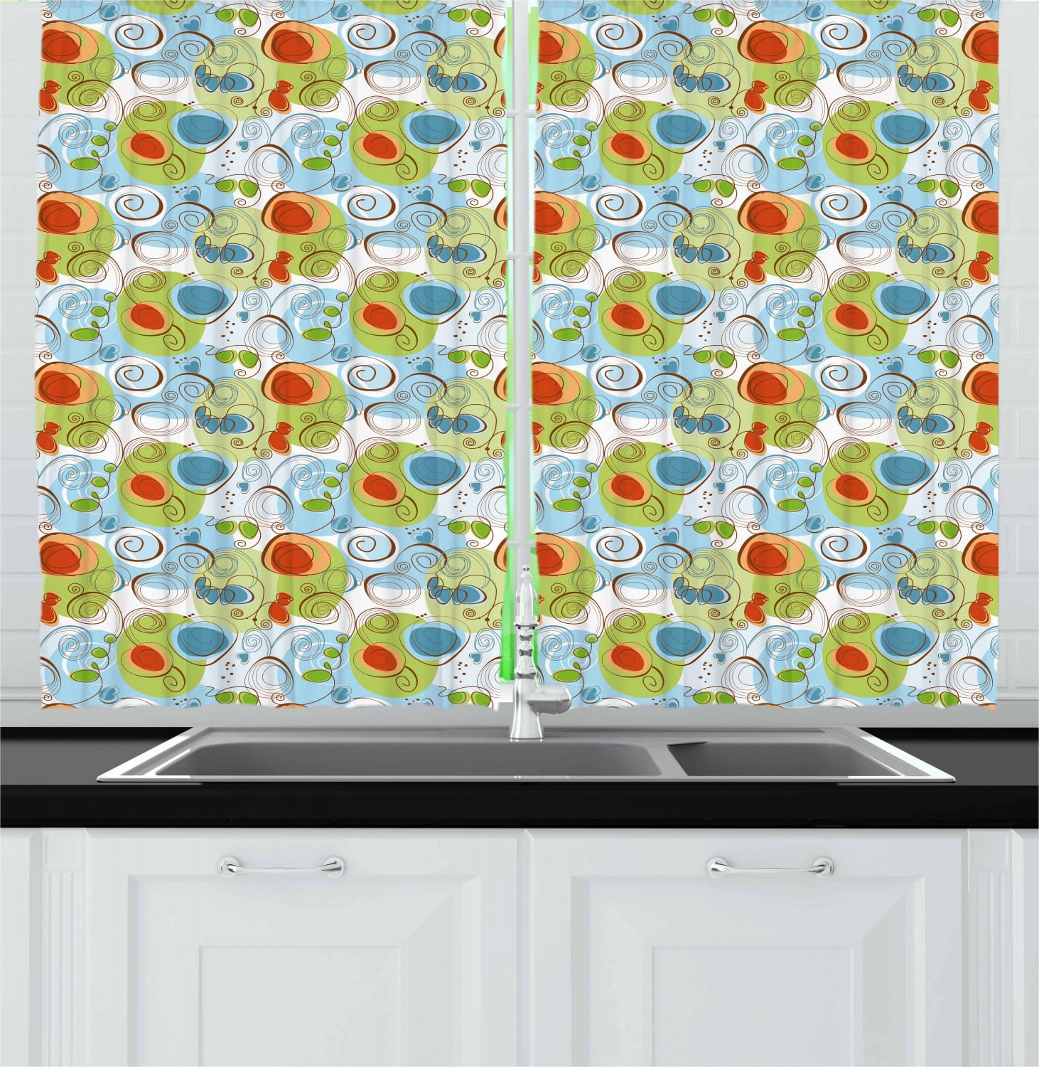 Funky Curtains 2 Panels Set Whimsical Fun Pattern With Random