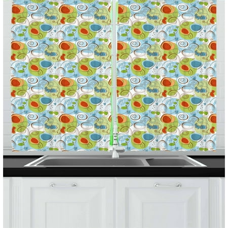 Funky Curtains 2 Panels Set Whimsical Fun Pattern With Random