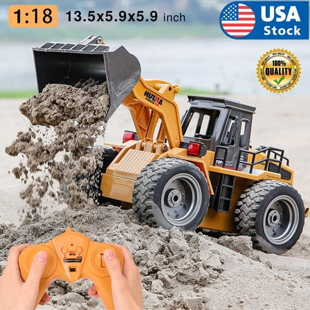 US HUINA Remote Control Wheeled Front Loader 6 Channel 2.4Ghz RC Bulldozer Truck