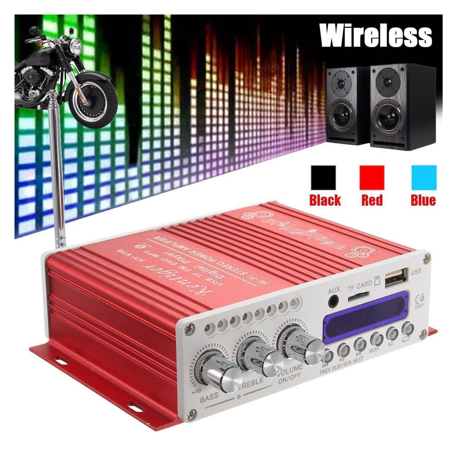 Mini Bluetooth Hi-Fi Stereo Bass Booster MP4 12V For Car Motorcycle Amplifier Metal Audio Processor