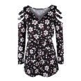 thumbnail image 4 of Vestidos estampados de playa con cuello en V de manga larga informales de moda de verano para mujer Fridja yut4306, 4 of 5