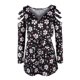 thumbnail image 4 of Vestidos estampados de playa con cuello en V de manga larga informales de moda de verano para mujer Fridja yut4307, 4 of 5