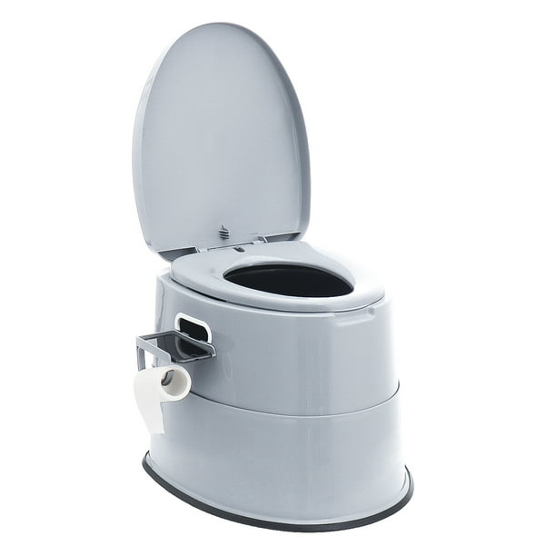 KUDOSALE 16'' Height Portable Travel Toilet Camping Toilet Potty Commode with Detachable Bucket and Toilet Roll Holder Home Hospital Hiking Fishing Indoor Outdoor
