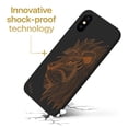 thumbnail image 3 of Case Yard Wooden Case for iPhone-X Soft TPU Silicone cover Slim Fit Shockproof Wood Protective Phone Cover for Girls Boys Men and Women Supports Wireless Charging Doodle Lion Face Design, 3 of 7