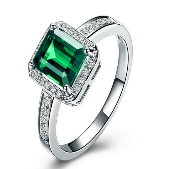 Classic 1.50 Carat Emerald and Diamond Engagement Ring in White Gold