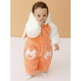 thumbnail image 2 of Diconna Infant Baby Fuzzy Bunny Costume Long Sleeve Hood Coat Button Down Warm Rabbit Romper, 2 of 9