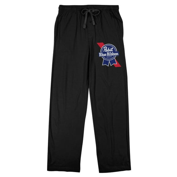 Pabst Blue Ribbon Logo Men's Black Sleep Pajama Pants-XXL