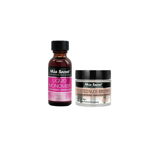 Mia Secret - Liquid Monomer & Frosted Nude Acrylic Powder (1 oz each) - Combo