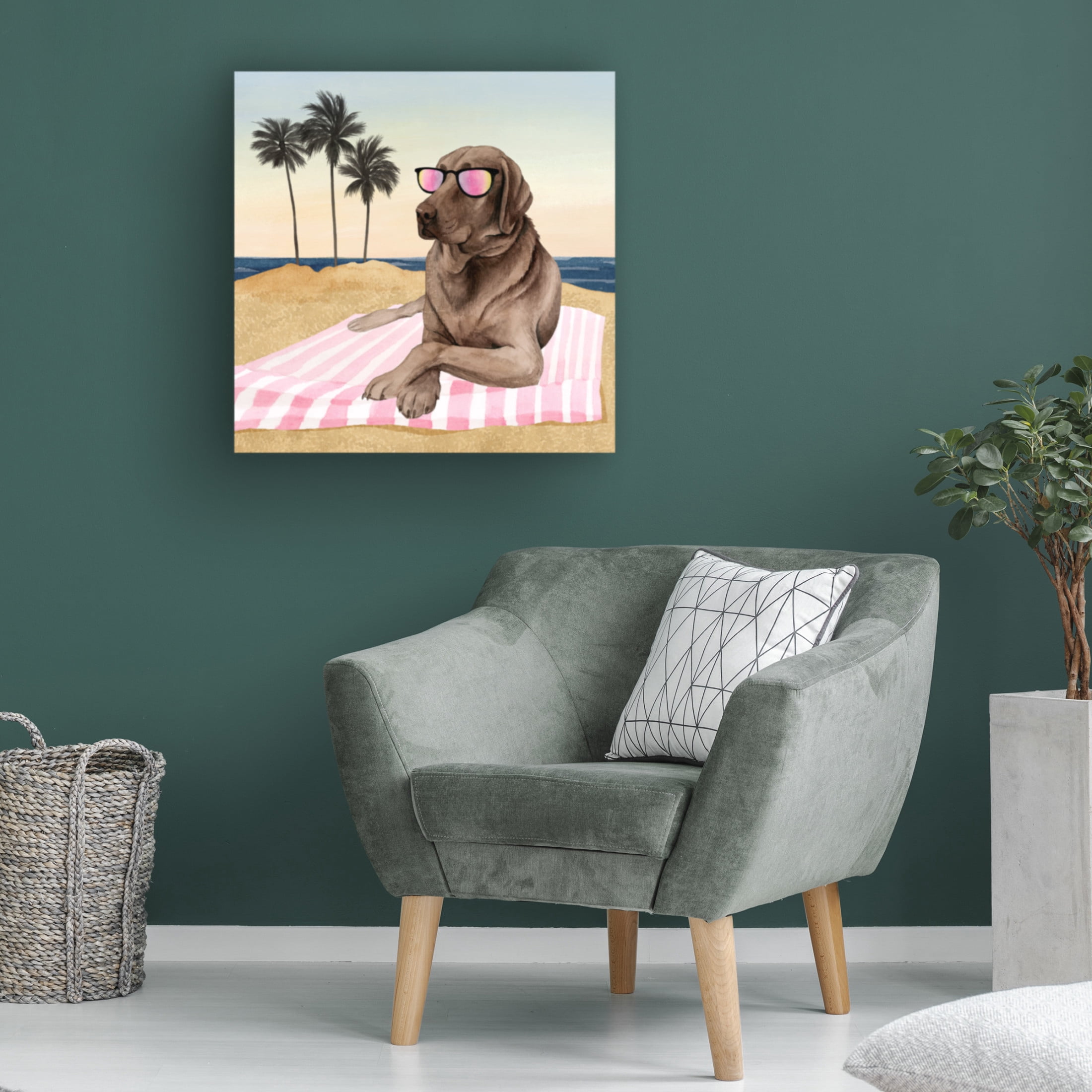 Canvas Wall Art - Grace Popp 'Sun Lovin' Pups I' Wall Art for Living Room, Bedroom, or Office Décor by Trademark Fine Art - 24 x 24 Inches