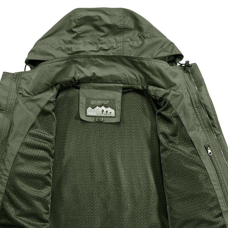 Npasoilc Waterproof Windproof Cargo Rain Jacket for Men Fall