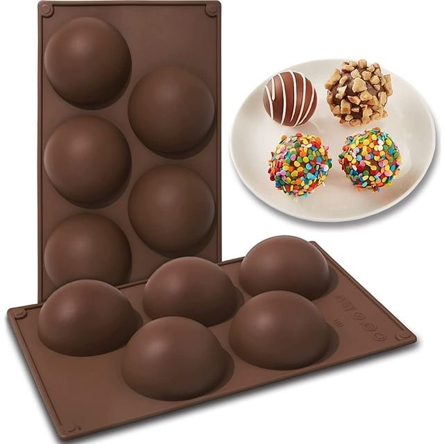 Kaiyuan Dynasty 5-Cavity Brown Large Semi Sphere Silicone Mold 2pc Cocoa Chocolate Bombs Molds for Chocolate, Candy, Cake, Jelly, Mousse Making (wzj-2010224)
