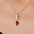 thumbnail image 3 of Gem Stone King 14K Yellow Gold Ruby Red Mystic Quartz and Lab Grown Diamond Pendant Necklace for Women | 1.83 Cttw | Gemstone Birthstone | Oval 9X7MM | With 18 inch Chain, 3 of 6